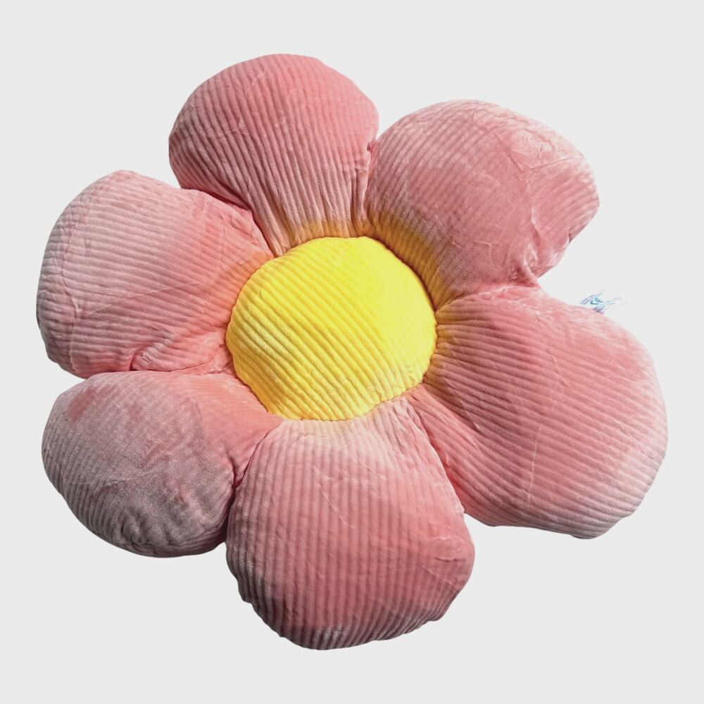 Lissidoll Flower Plush THROW PILLOW 14" Cushion Soft Pink Yellow LG Girls Room